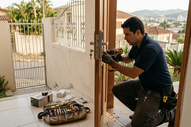 Profissional instalando segurança em casa em Colatina.